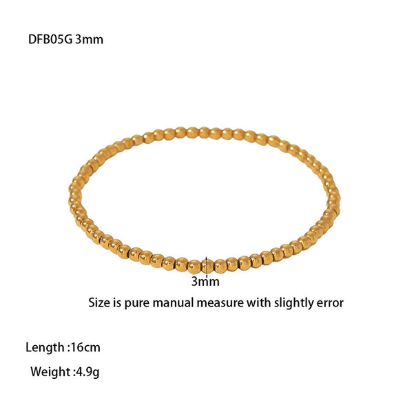 Wholesale Geometric Stainless Steel 18K Gold Beads Elastic Electroplated Bracelet Jewelry
