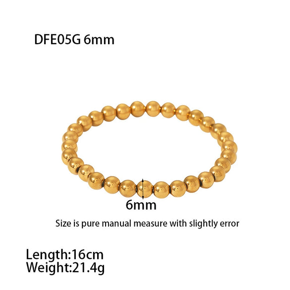 Wholesale Geometric Stainless Steel 18K Gold Beads Elastic Electroplated Bracelet Jewelry