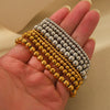 Wholesale Geometric Stainless Steel 18K Gold Beads Elastic Electroplated Bracelet Jewelry