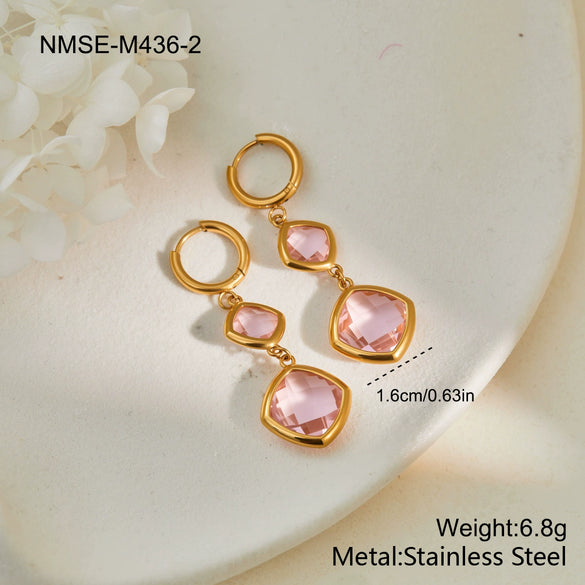Wholesale Geometric Stainless Steel 18K Gold Electroplated Ear Cuffs For Women With Crystal Splicing Design