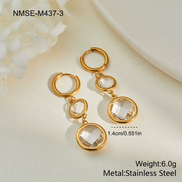 Wholesale Geometric Stainless Steel 18K Gold Electroplated Ear Cuffs For Women With Crystal Splicing Design