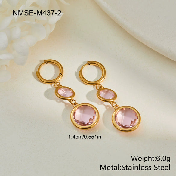 Wholesale Geometric Stainless Steel 18K Gold Electroplated Ear Cuffs For Women With Crystal Splicing Design