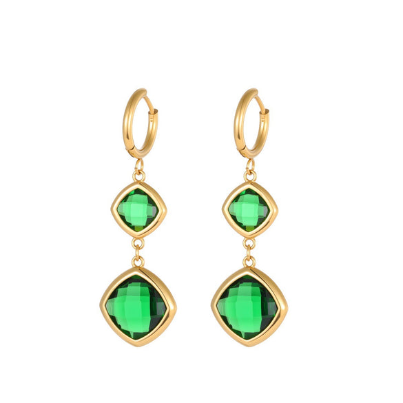 Wholesale Geometric Stainless Steel 18K Gold Electroplated Ear Cuffs For Women With Crystal Splicing Design