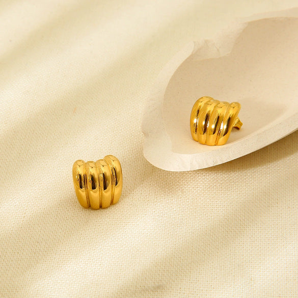 Wholesale Geometric Stainless Steel 18K Gold Electroplated Earrings For Women