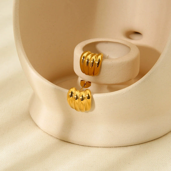 Wholesale Geometric Stainless Steel 18K Gold Electroplated Earrings For Women