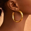 Wholesale Geometric Stainless Steel 16K Gold Electroplated Oval Ear Buckle Earrings For Women
