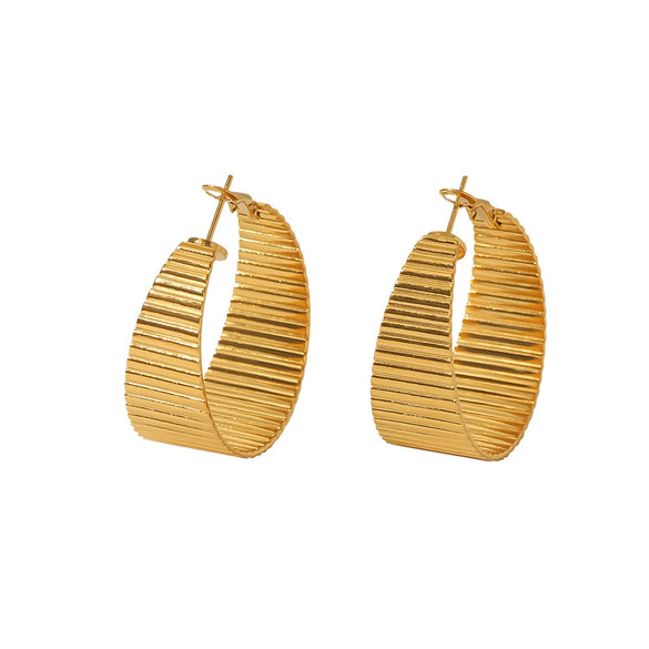Wholesale Geometric Stainless Steel 16K Gold Electroplated Oval Ear Buckle Earrings For Women