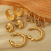 Wholesale Geometric Stainless Steel 16K Gold Electroplated Oval Ear Buckle Earrings For Women