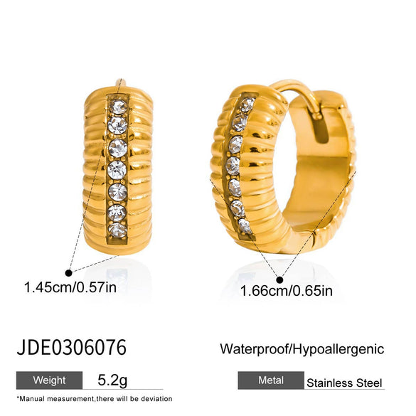 Wholesale Geometric Stainless Steel 18K Gold Electroplated Rhinestone Earrings For Women Casual Style