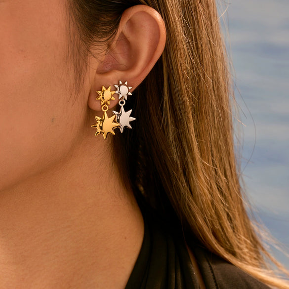 Wholesale Geometric Stainless Steel 18K Gold Electroplated Women's Earrings