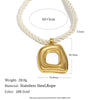 Wholesale Geometric Stainless Steel 18K Gold Plated Braided Rope Square Cut Out Pendant Necklace For Women