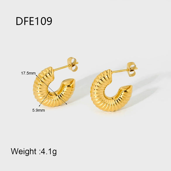 Wholesale Geometric Stainless Steel 18K Gold Plated Cshaped Earrings For Women