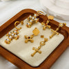 Wholesale Geometric Stainless Steel 18K Gold Plated Diamondencrusted Cross Pendant Earrings For Women