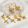 Wholesale Geometric Stainless Steel 18K Gold Plated Diamondencrusted Cross Pendant Earrings For Women