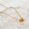 Wholesale Geometric Stainless Steel 18K Gold Plated Doublering Flower Pendant Oshaped Chain Necklace For Women