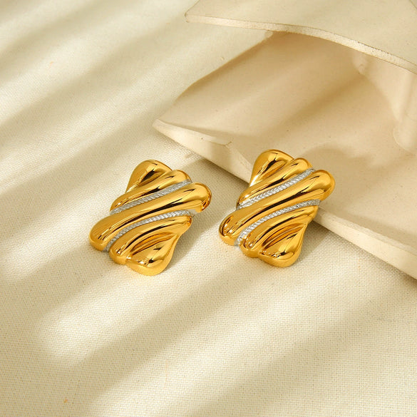 Wholesale Geometric Stainless Steel 18K Gold Plated Earrings For Women