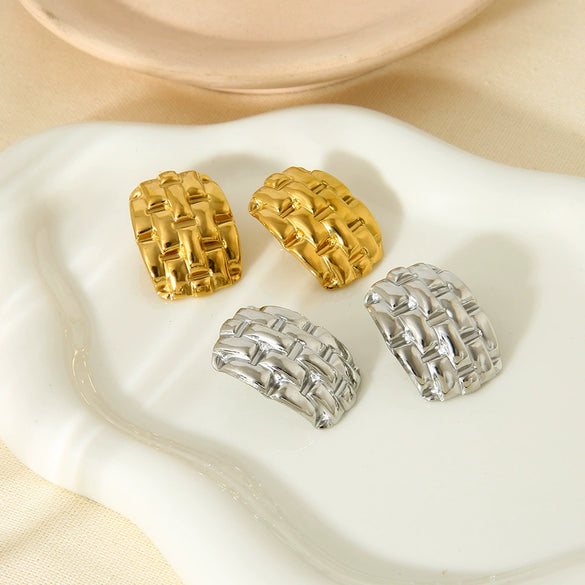 Wholesale Geometric Stainless Steel 18K Gold Plated Earrings For Women
