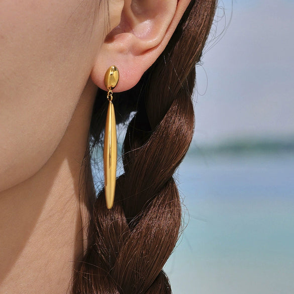 Wholesale Geometric 316L Stainless Steel 18K Gold Plated Electroplated Fashion Earrings For Women