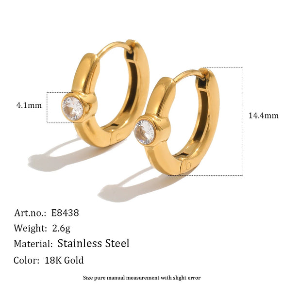 Wholesale Geometric Stainless Steel 18K Gold Plated Exquisite Zircon Ear Clips For Women