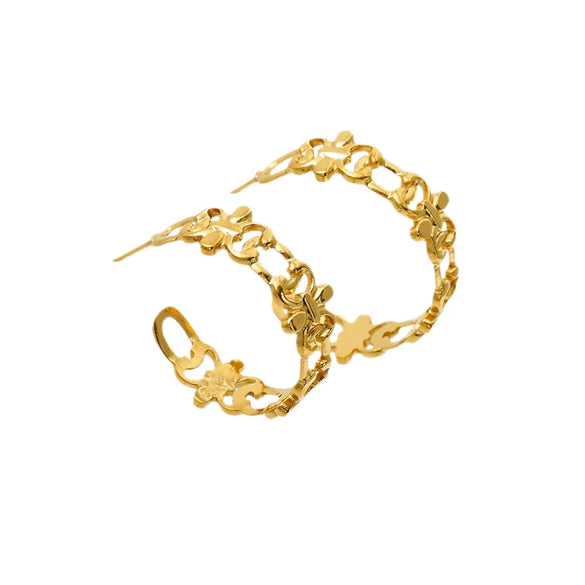 Wholesale Geometric Stainless Steel 18K Gold Plated Hollow Earrings For Women