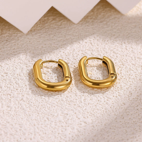 Wholesale Geometric Stainless Steel 18K Gold Plated Hollow Oval Ring Circle Earrings For Men And Women