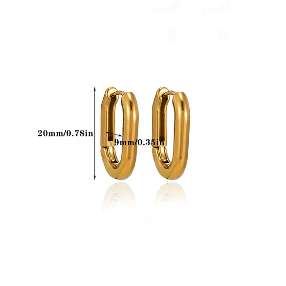 Wholesale Geometric Stainless Steel 18K Gold Plated Hollow Oval Ring Circle Earrings For Men And Women