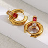Wholesale Geometric Stainless Steel 18K Gold Plated Hoop Earrings For Women Light Luxury Style