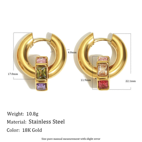 Wholesale Geometric Stainless Steel 18K Gold Plated Hoop Earrings For Women Light Luxury Style