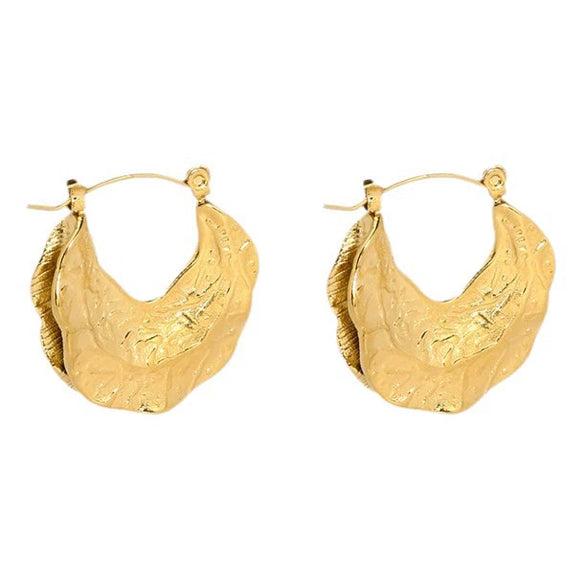 Wholesale Geometric Stainless Steel 18K Gold Plated Irregular Hammered Earrings For Women
