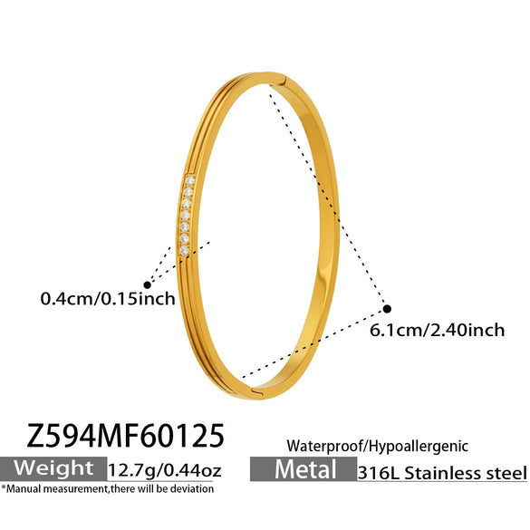 Wholesale Geometric Stainless Steel 18K Gold Plated Microinlaid Zircon Clasp Bracelet And Ring Accessories