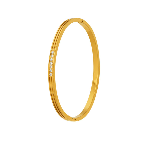 Wholesale Geometric Stainless Steel 18K Gold Plated Microinlaid Zircon Clasp Bracelet And Ring Accessories