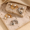 Wholesale Geometric Stainless Steel 18K Gold Plated Mini Twisted Pearl Earrings For Women