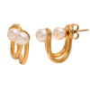 Wholesale Geometric Stainless Steel 18K Gold Plated Mini Twisted Pearl Earrings For Women