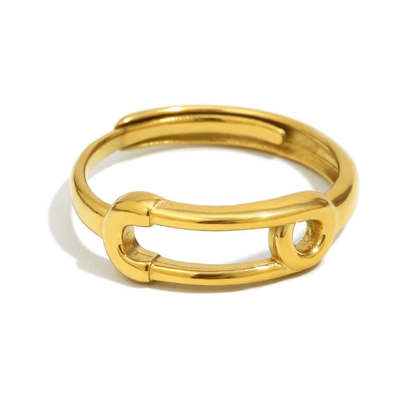 Wholesale Geometric Stainless Steel 18K Gold Plated Open Ring For Women Light Luxury Style