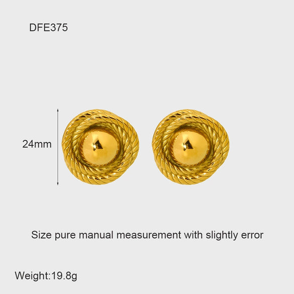 Wholesale Geometric Stainless Steel 18K Gold Plated Round Earrings For Women