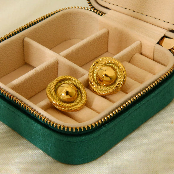 Wholesale Geometric Stainless Steel 18K Gold Plated Round Earrings For Women