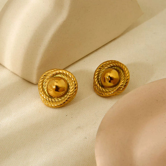 Wholesale Geometric Stainless Steel 18K Gold Plated Round Earrings For Women