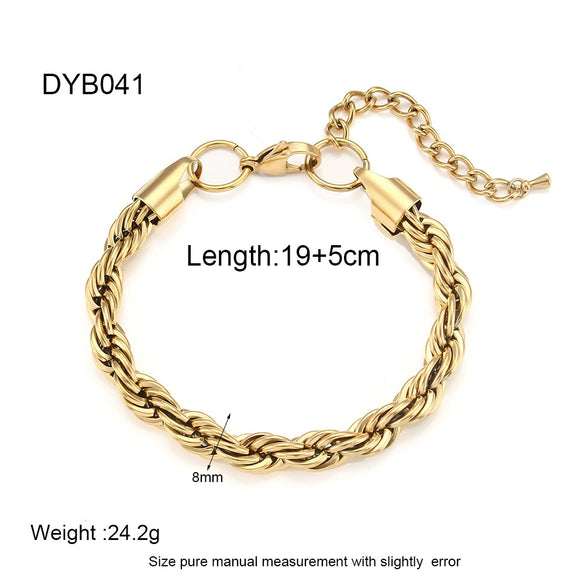 Wholesale Geometric Stainless Steel 18K Gold Plated Twist Chain Bracelet Necklace For Women