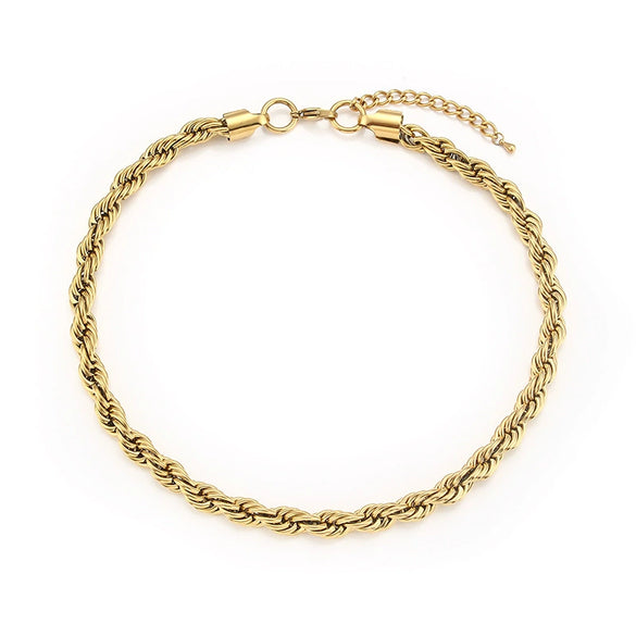 Wholesale Geometric Stainless Steel 18K Gold Plated Twist Chain Bracelet Necklace For Women