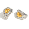 Wholesale Geometric Stainless Steel 18K Gold Plated Twocolor Armor Wide Horn Earrings For Women
