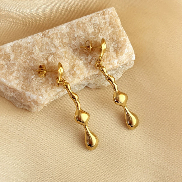 Wholesale Geometric Stainless Steel 18K Gold Plated Water Drop Earrings For Women