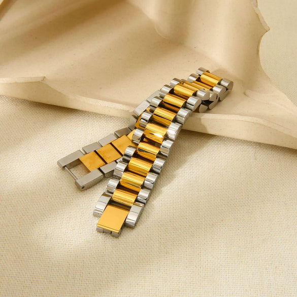 Wholesale Geometric Stainless Steel 18K Gold Plated Waterproof Watch Strap Bracelet For Women