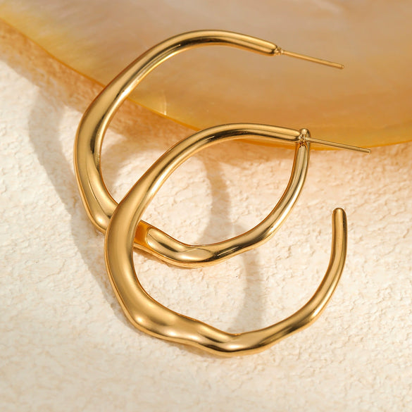 Wholesale Geometric Stainless Steel 18K Gold Plated Women's Earrings