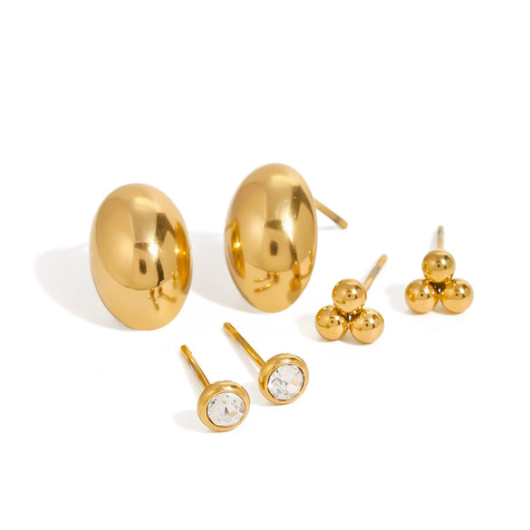 Wholesale Geometric Stainless Steel 18K Goldplated Circular Zircon Earrings For Unisex
