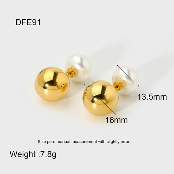 Wholesale Geometric Stainless Steel 18K Goldplated Doublewear Earrings For Women Luxury Jewelry Accessories