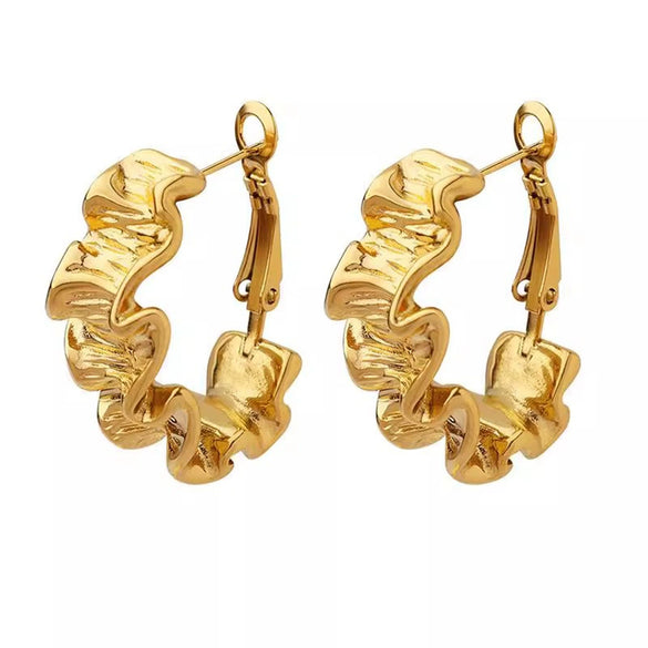 Wholesale Geometric Stainless Steel 18K Goldplated Waterproof Ear Clips Earrings For Women