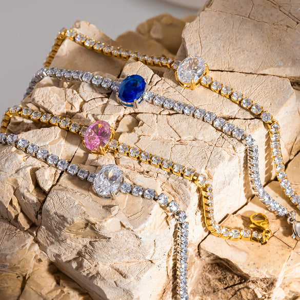 Wholesale Geometric Stainless Steel 18K Goldplated Zircon Bracelet For Women Light Luxury Jewelry