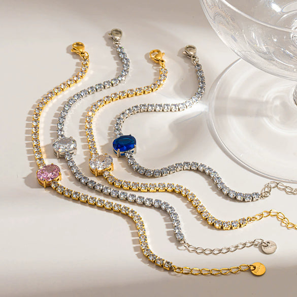 Wholesale Geometric Stainless Steel 18K Goldplated Zircon Bracelet For Women Light Luxury Jewelry