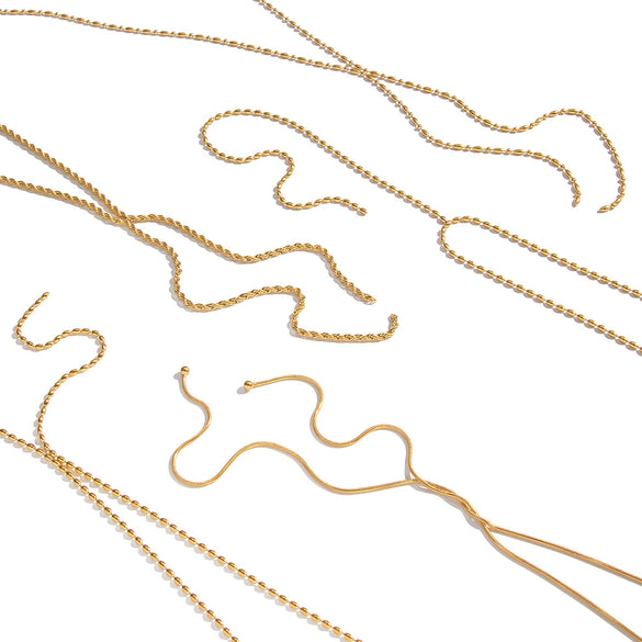 Wholesale Geometric Stainless Steel 18K Real Gold Plated Chain Necklace For Girls