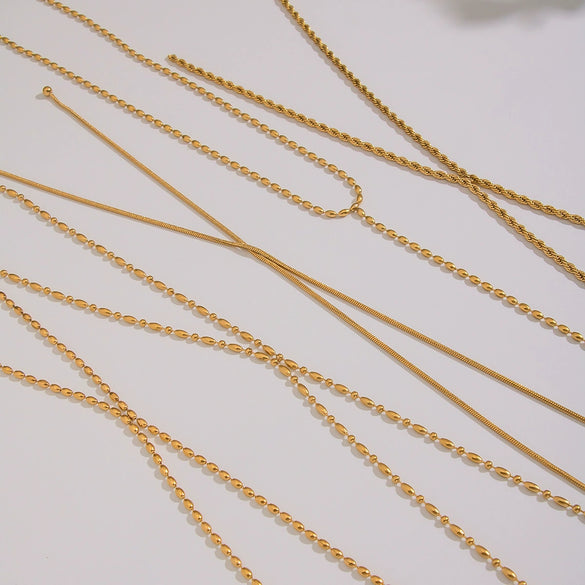 Wholesale Geometric Stainless Steel 18K Real Gold Plated Chain Necklace For Girls